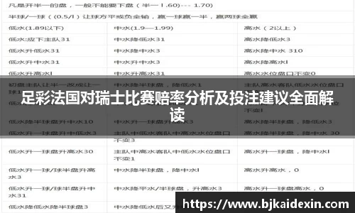 足彩法国对瑞士比赛赔率分析及投注建议全面解读